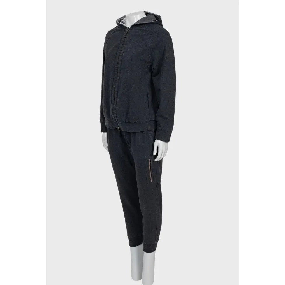 Brunello Cucinelli Reversible Cotton Tracksuit - Size S Pre-owned Grey Cotton Good - Back View