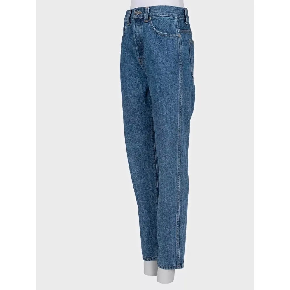 Khaite Blue Straight Fit Jeans - Size W26/M Pre-owned Blue Cotton Good - Back View