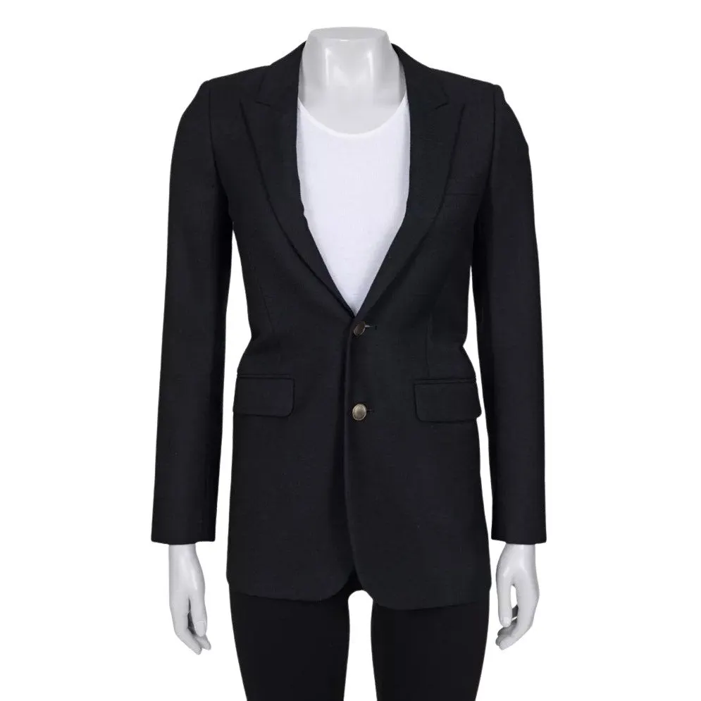Saint Laurent Chic Saint Laurent Black Wool Jacket - EU 32/XS Pre-owned Black Wool Good - Front View