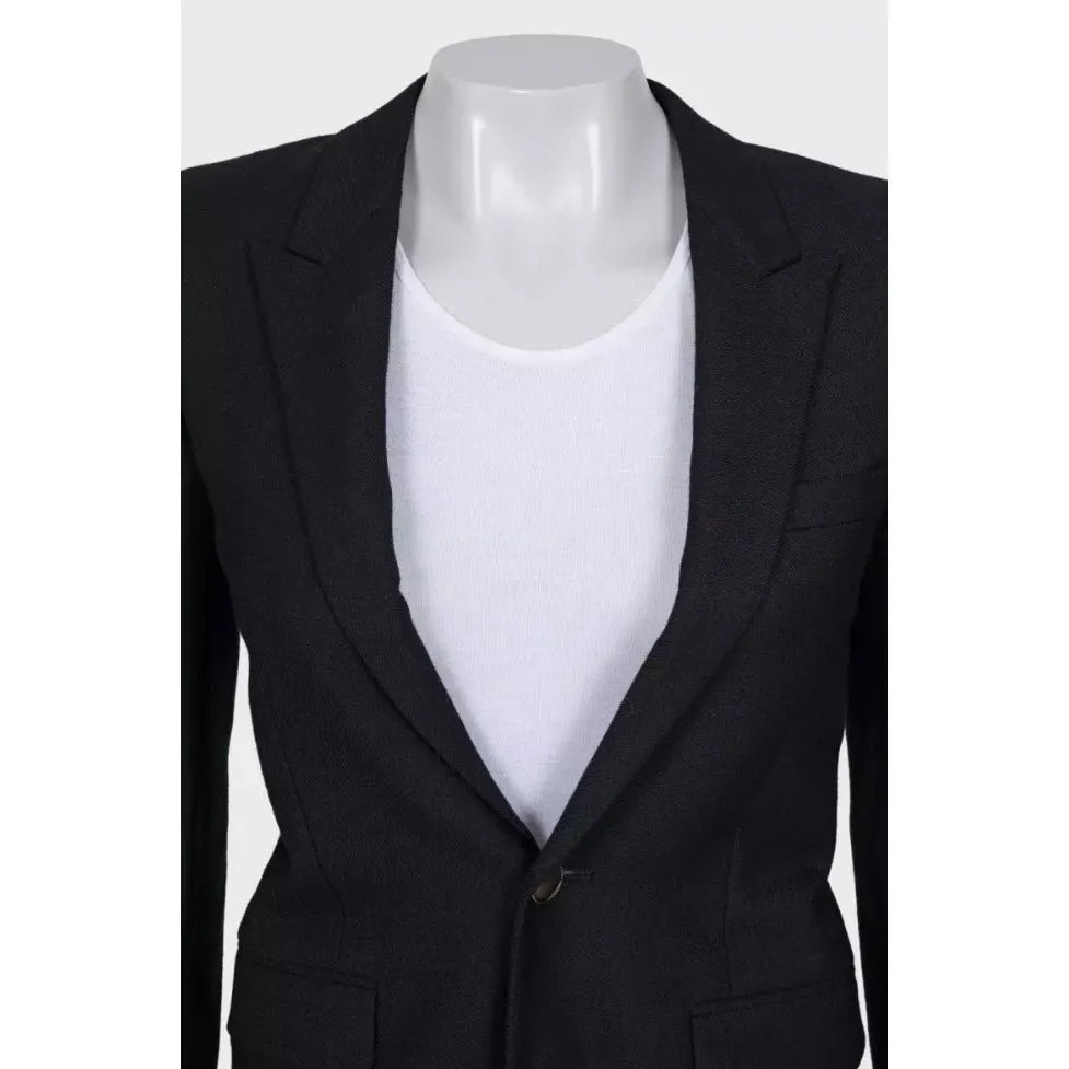 Saint Laurent Chic Saint Laurent Black Wool Jacket - EU 32/XS Pre-owned Black Wool Good - Model View