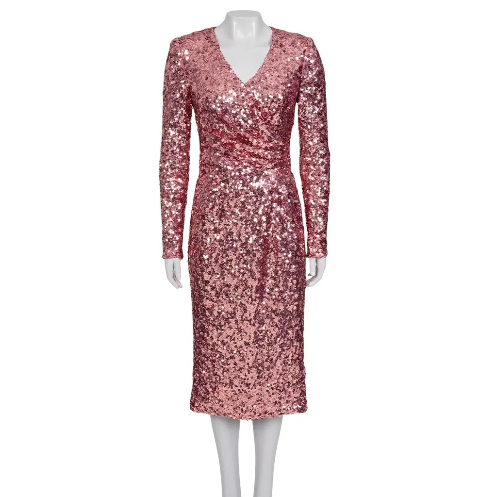 Dolce & Gabbana Pink Sequin Dress - Size M/IT42 Pre-owned Pink Cotton Good - Front View