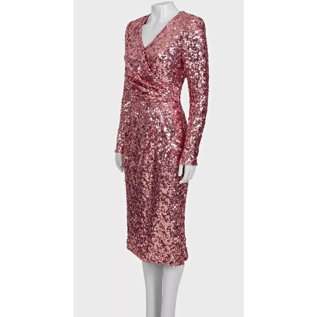Dolce & Gabbana Pink Sequin Dress - Size M/IT42 Pre-owned Pink Cotton Good - Back View