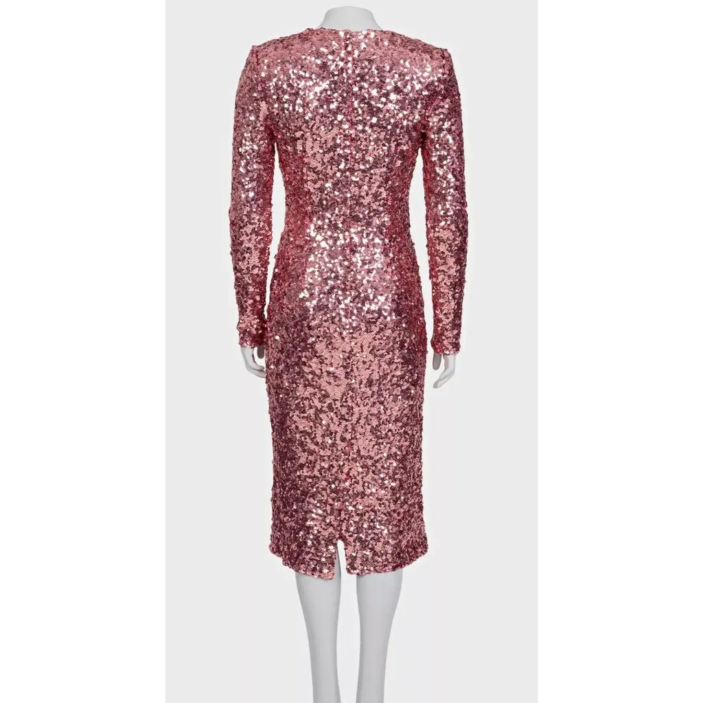 Dolce & Gabbana Pink Sequin Dress - Size M/IT42 Pre-owned Pink Cotton Good - Inside View