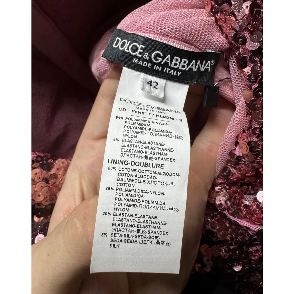 Dolce & Gabbana Pink Sequin Dress - Size M/IT42 Pre-owned Pink Cotton Good - Box View