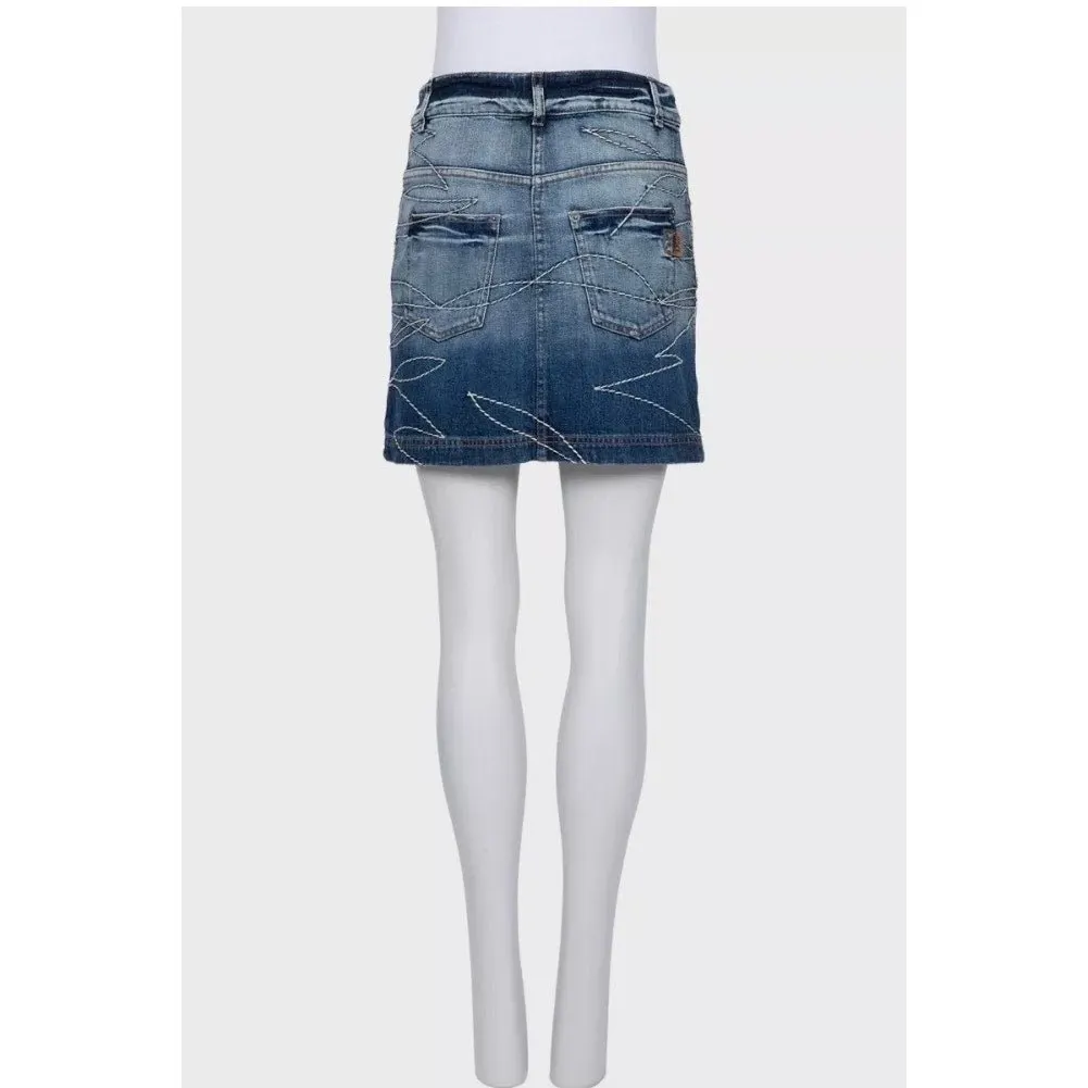 Dior Chic Christian Dior Blue Denim Mini Skirt - FR34/XS pre-owned Blue Denim Good - Inside View