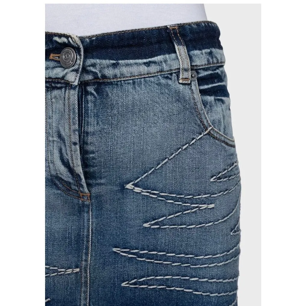 Dior Chic Christian Dior Blue Denim Mini Skirt - FR34/XS pre-owned Blue Denim Good - Model View