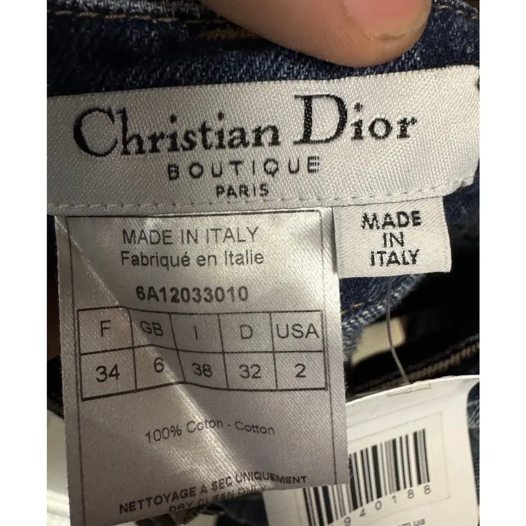 Dior Chic Christian Dior Blue Denim Mini Skirt - FR34/XS pre-owned Blue Denim Good - Box View