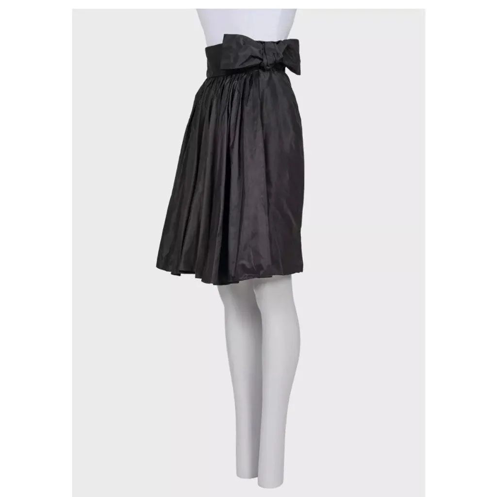Valentino Black High-Waist Silk Skirt Bow Detail US6 Pre-owned Black Silk Good - Back View