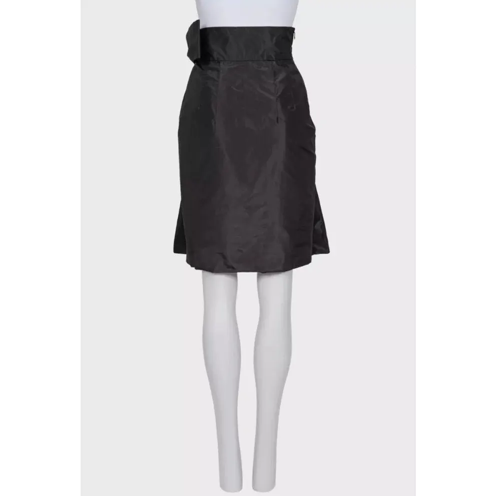 Valentino Black High-Waist Silk Skirt Bow Detail US6 Pre-owned Black Silk Good - Inside View