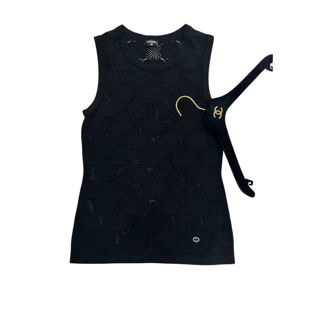 Chanel Chanel Camellia Patern Top Sz. S-M  Pre-owned Camel Lace Good - Front View