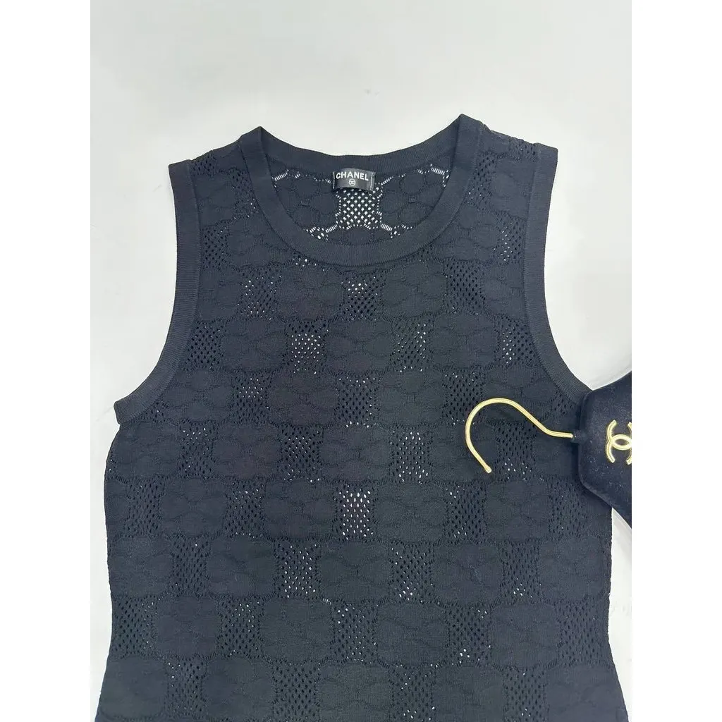 Chanel Chanel Camellia Patern Top Sz. S-M  Pre-owned Camel Lace Good - Back View