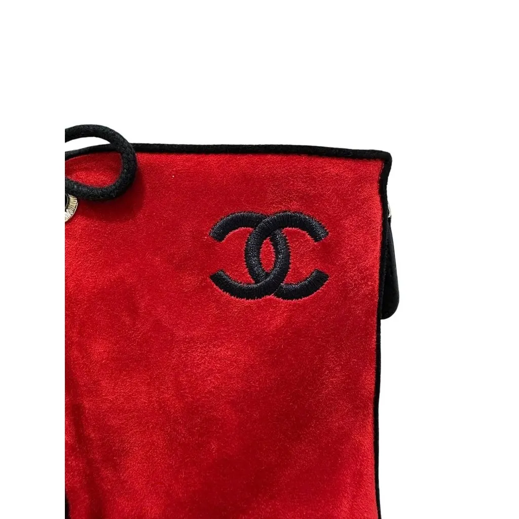 Chanel NWOB Chanel Red Suede 19K Block Heel Lace-Up Boots Sz.41 Pre-owned Red Suede Never worn - Model View