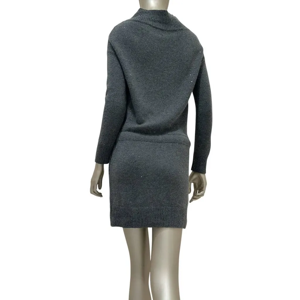 Brunello Cucinelli Elegant Wool Leather Belt Dress Sz.XS/S pre-owned Green Wool Good - Box View