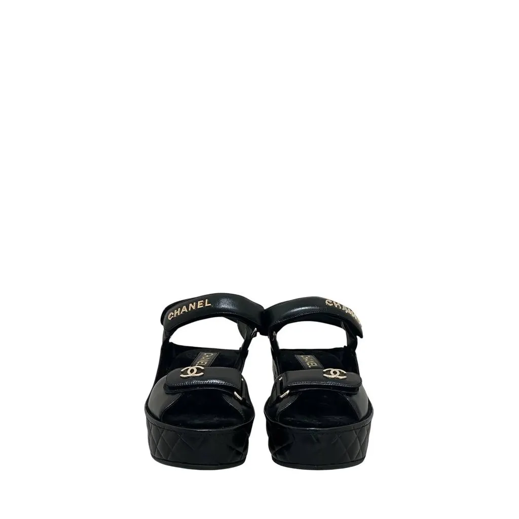 Chanel NWOB Chanel 2021 Calfskin Slingback Sandals - Size 41 pre-owned Black Leather Never worn - Inside View