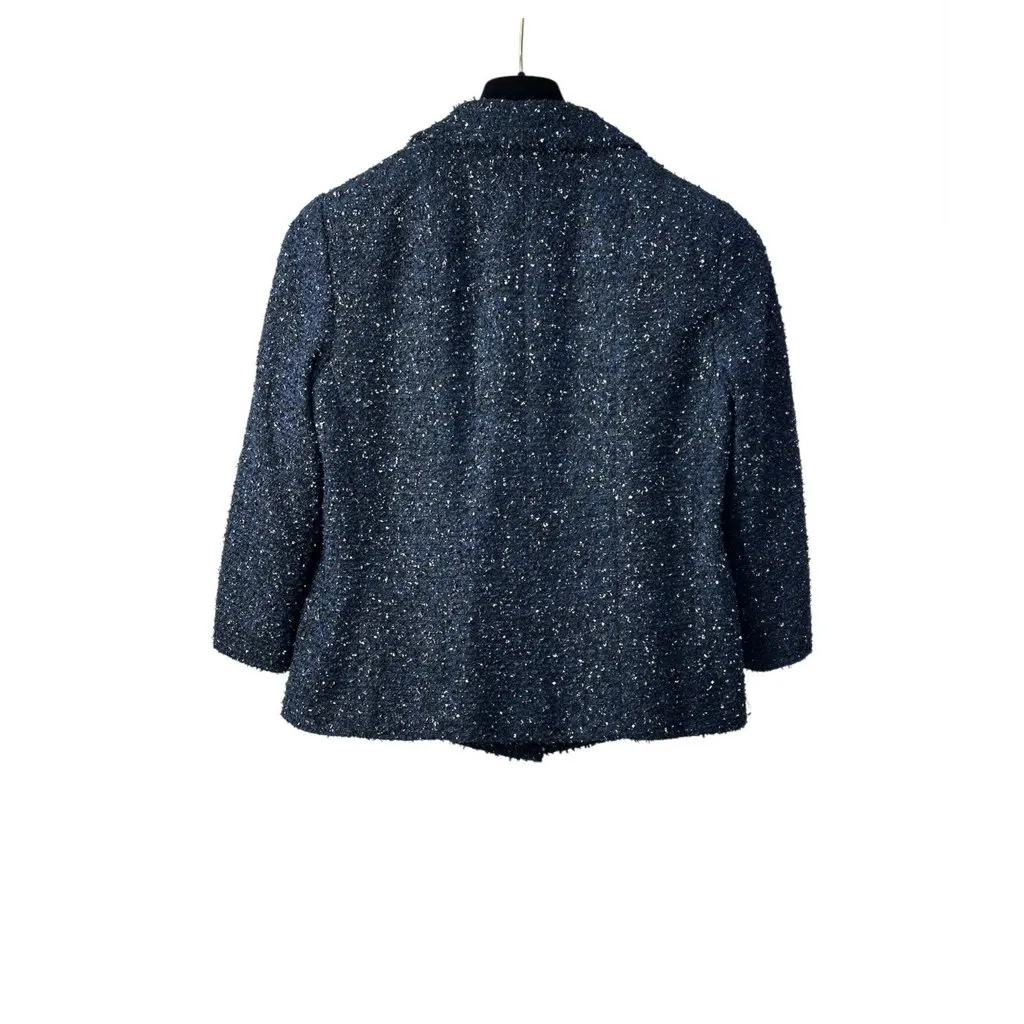 Chanel 2012 Navy Blue Tweed Jacket, Sz.38Pre-owned Navy Tweed Good - Back View