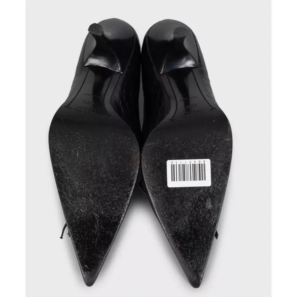 Prada Black Leather Pointed-Toe Pumps, Size 40.5 Pre-owned Black Leather Good - Box View