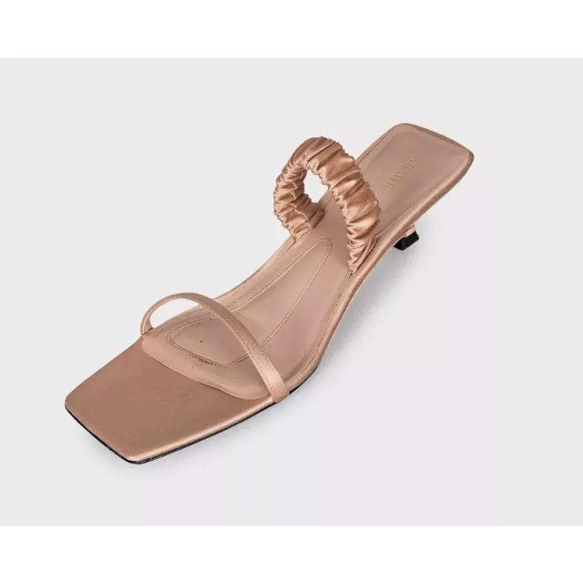 Khaite Khaite Pink Textile Kitten Heel Mules - Size 38 Pre-owned Pink Leather Good - Inside View