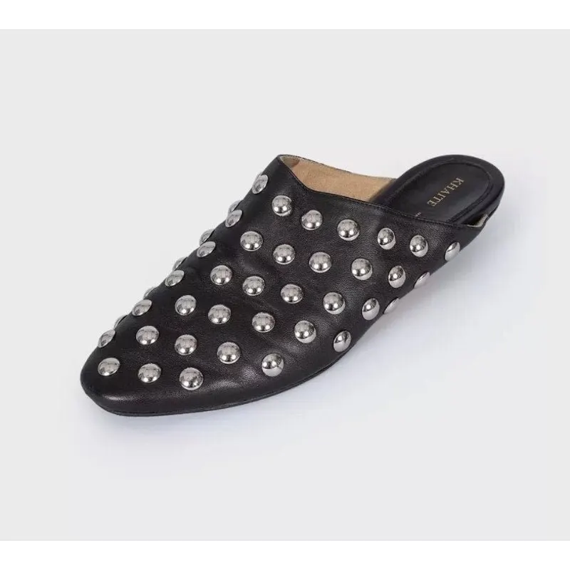 Khaite The Otto Black Leather Clogs - Size 38.5 pre-owned Black Leather Good - Back View