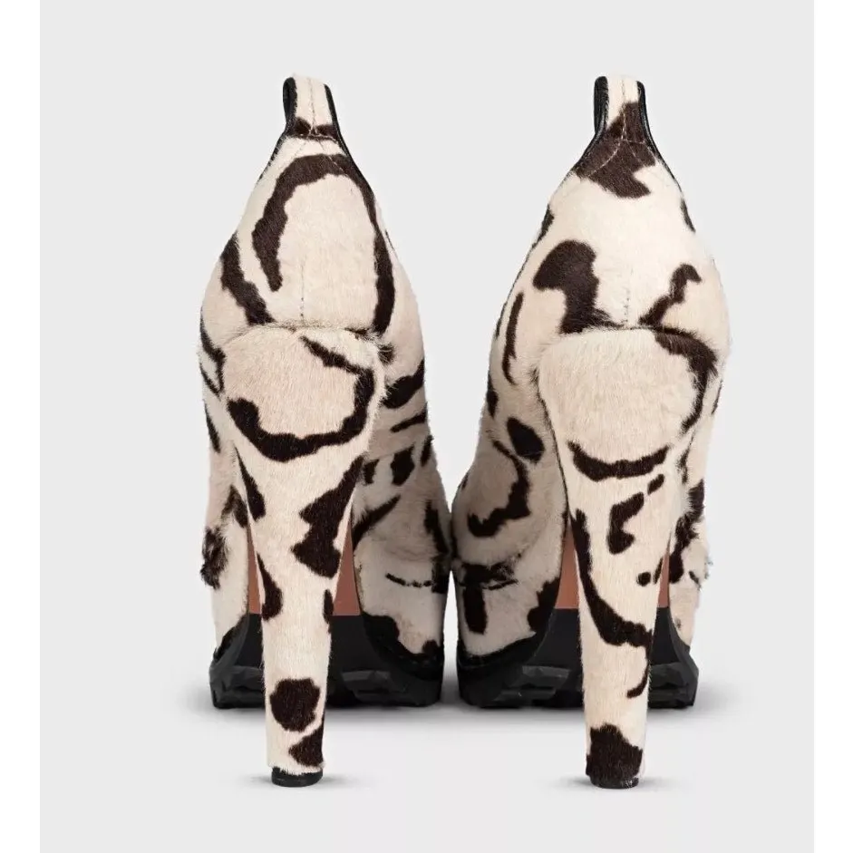 Alaïa White Pony Hair Animal Print Platform Pumps sz.37 Pre-owned White Leather Good - Model View