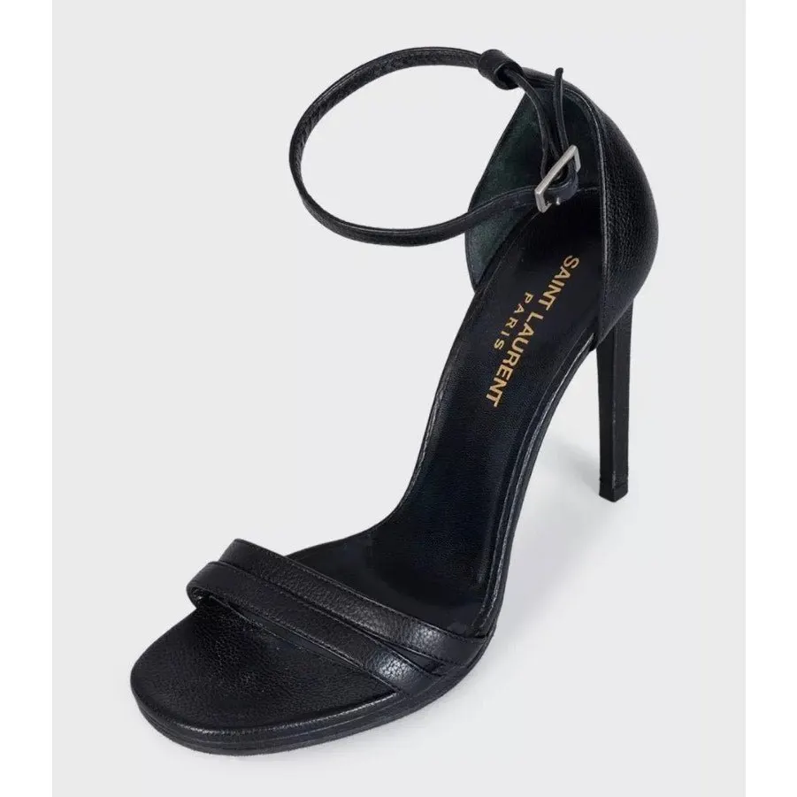 Saint Laurent Black Leather Tribute Heels Size 37 Pre-owned Black Leather Good - Back View