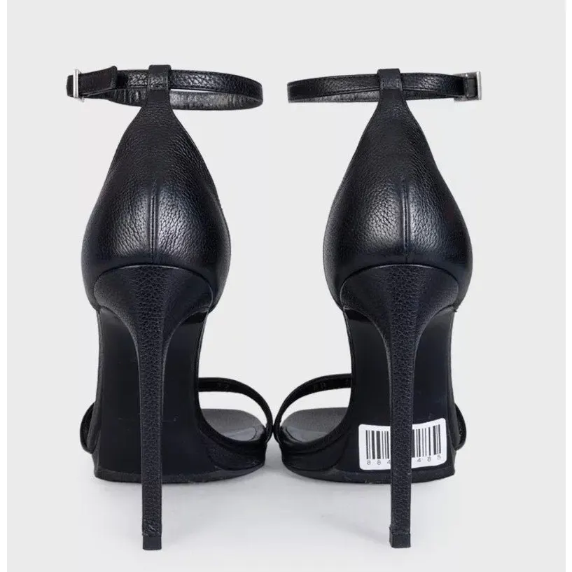 Saint Laurent Black Leather Tribute Heels Size 37 Pre-owned Black Leather Good - Model View