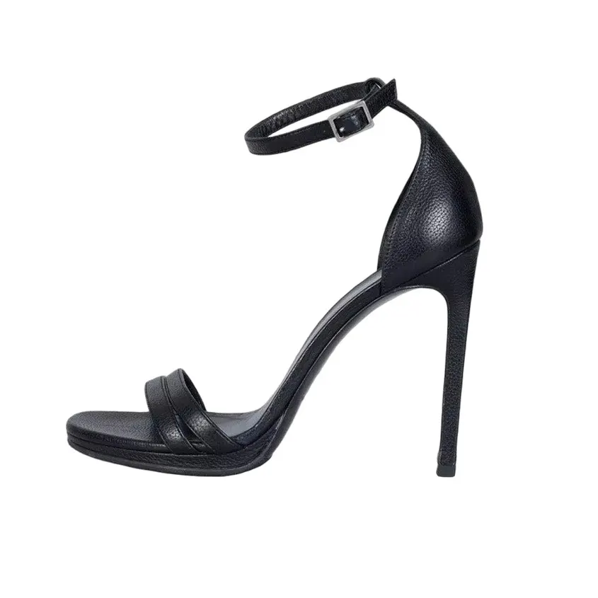 Saint Laurent Black Leather Tribute Heels Size 37 Pre-owned Black Leather Good - Front View