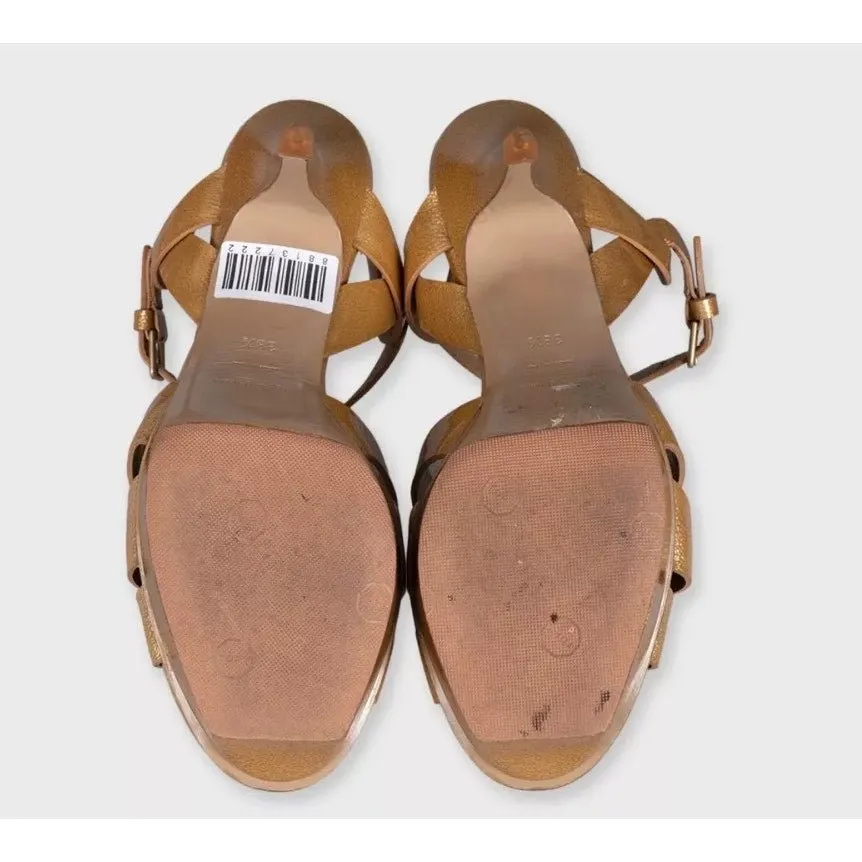 Saint Laurent Tribute Gold Leather Sandals - Sz. 38.5 pre-owned Gold Leather Good - Box View