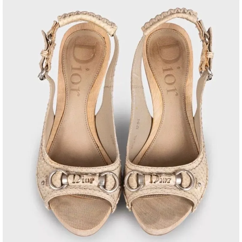 Dior Christian Dior Beige  Leather Sandals Sz.35 Pre-owned Beige Leather Good - Back View