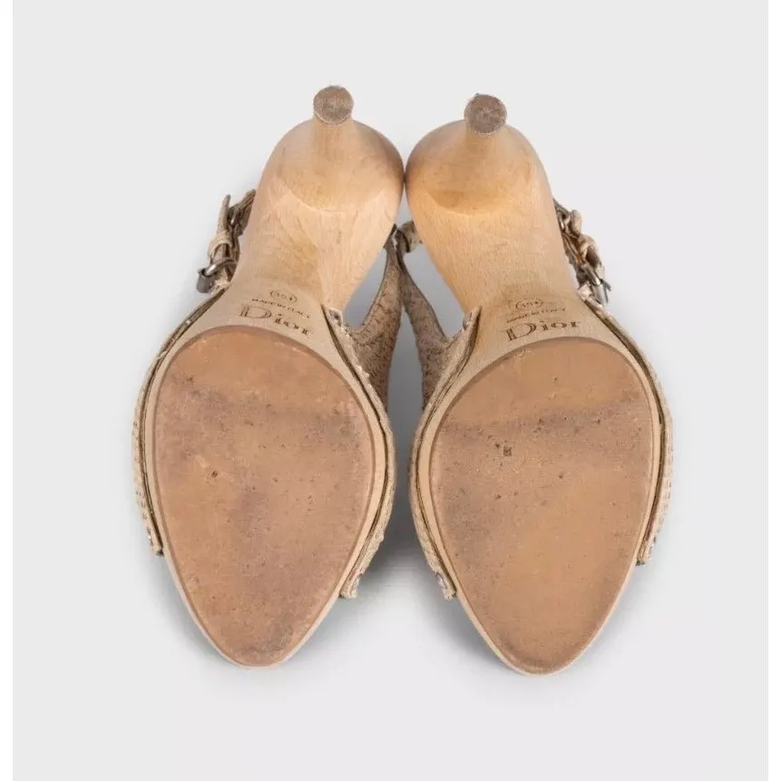 Dior Christian Dior Beige  Leather Sandals Sz.35 Pre-owned Beige Leather Good - Model View
