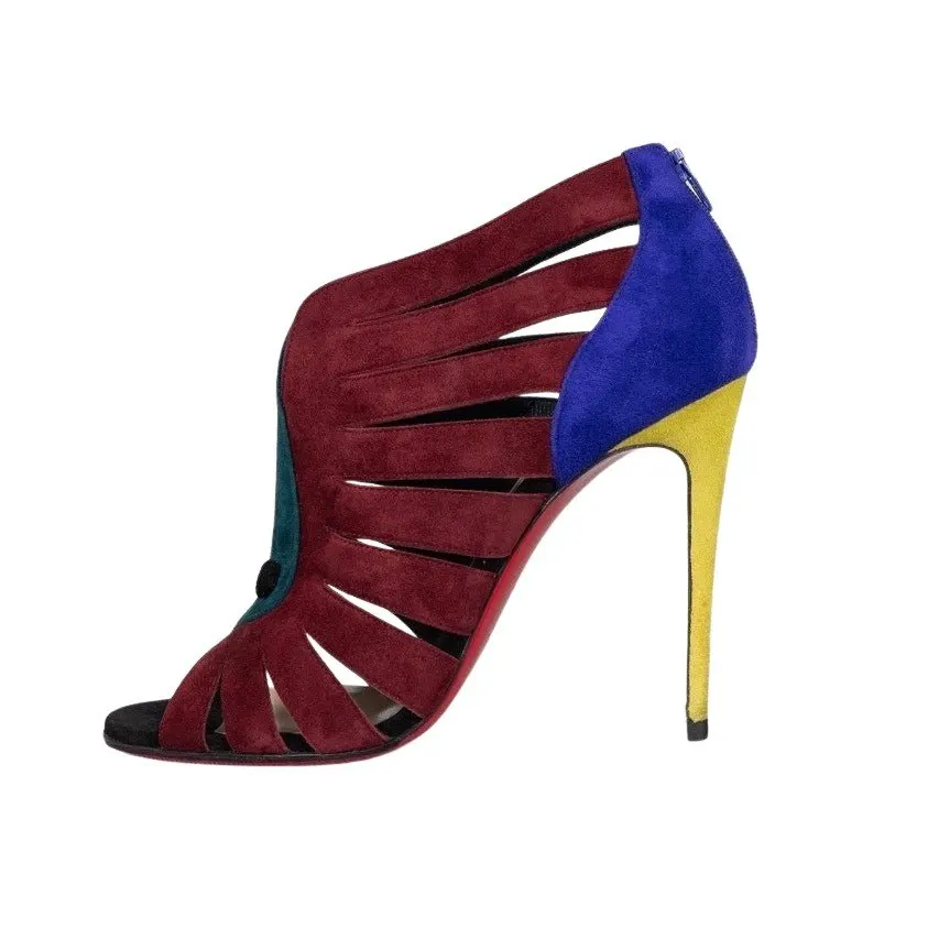 Christian Louboutin Multicolor Suede Heels - Sz.38.5 pre-owned Burgundy Suede Good - Front View