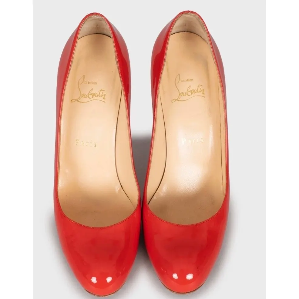 Christian Louboutin Red Patent Leather Pumps Sz.38.5 pre-owned Red Leather Good - Back View