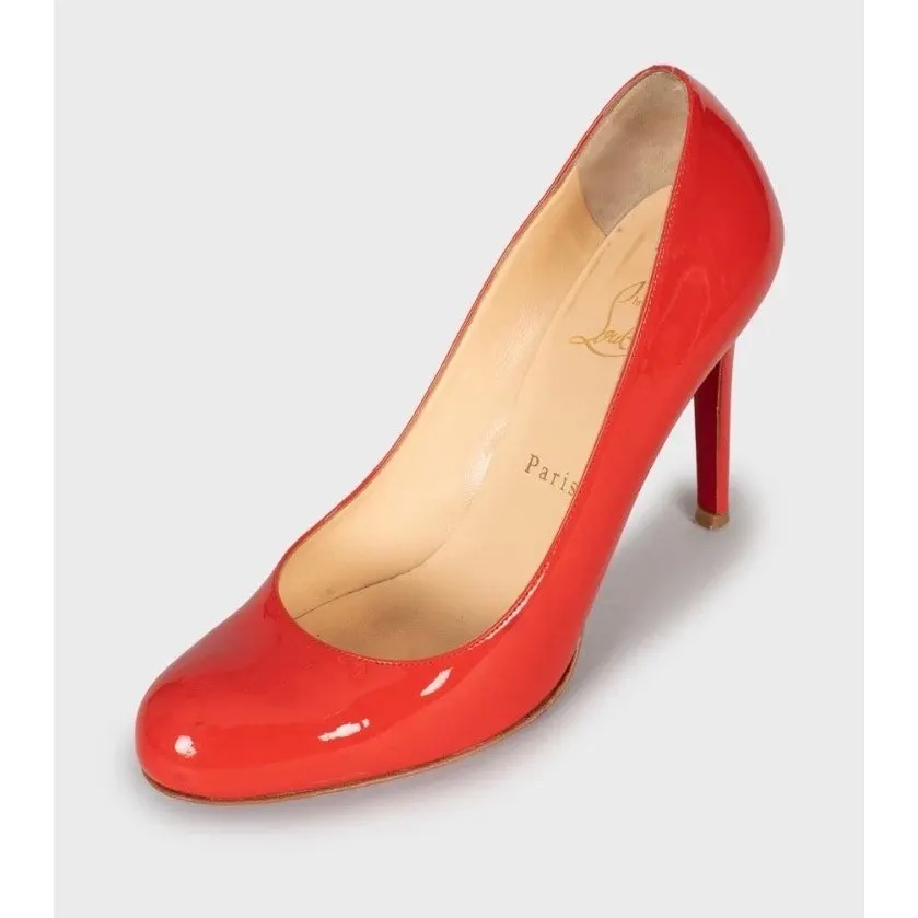 Christian Louboutin Red Patent Leather Pumps Sz.38.5 pre-owned Red Leather Good - Inside View