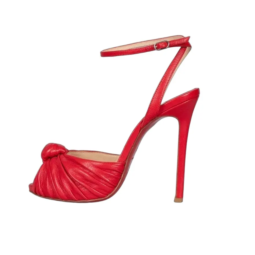 Christian Louboutin Red Leather Strappy Sandals Size 38 pre-owned Red Leather Good - Front View