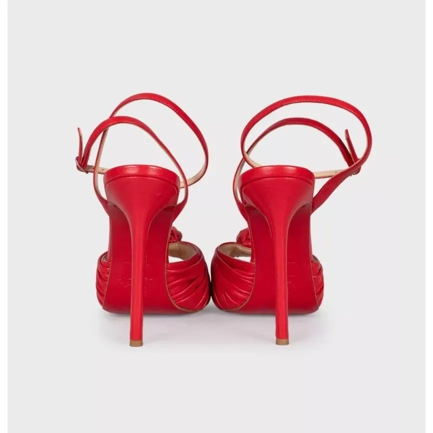 Christian Louboutin Red Leather Strappy Sandals Size 38 pre-owned Red Leather Good - Model View