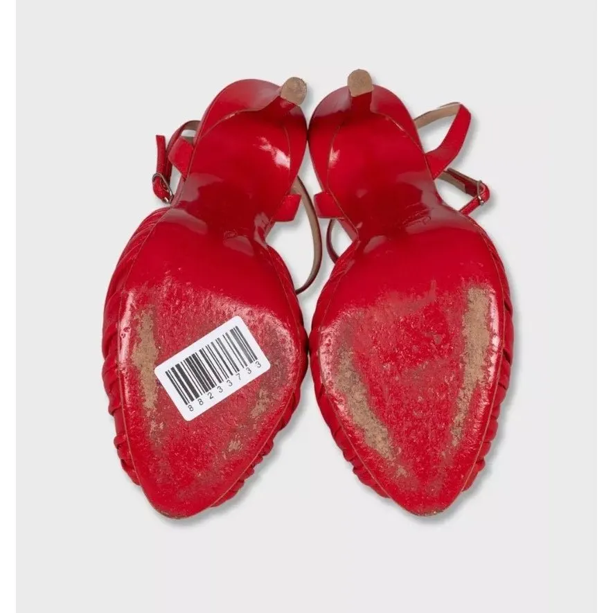 Christian Louboutin Red Leather Strappy Sandals Size 38 pre-owned Red Leather Good - Box View