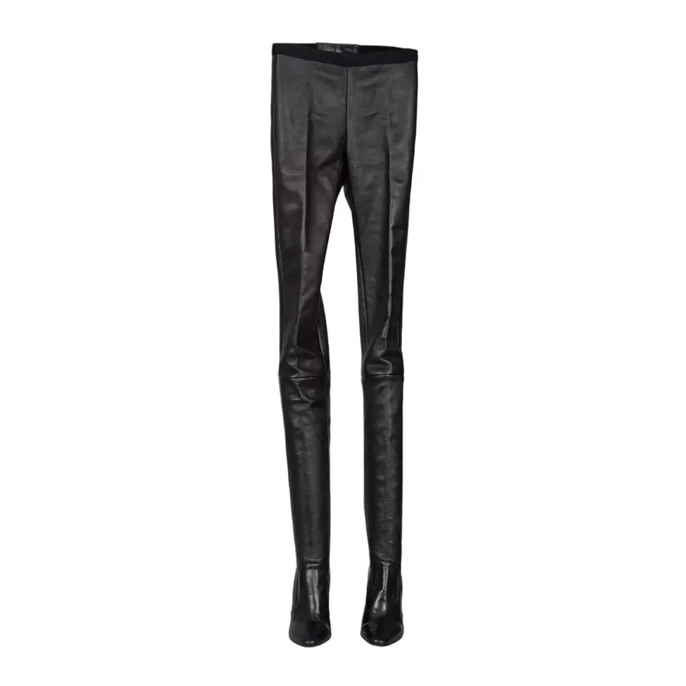 Unsigned Tamara Mellon Black Leather Knee-High Boots - Size 39 pre-owner Black Leather Good - Front View