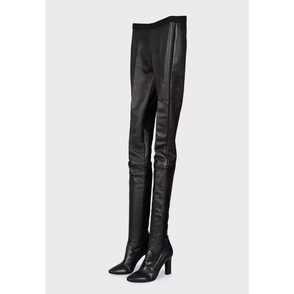 Unsigned Tamara Mellon Black Leather Knee-High Boots - Size 39 pre-owner Black Leather Good - Inside View