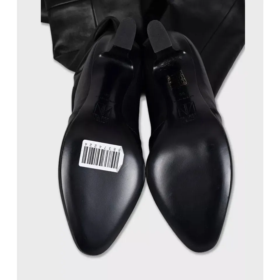 Unsigned Tamara Mellon Black Leather Knee-High Boots - Size 39 pre-owner Black Leather Good - Box View