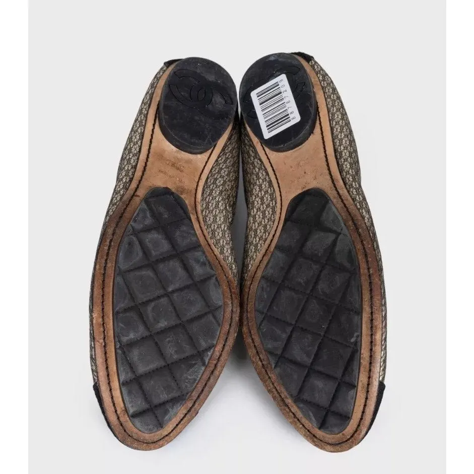 Chanel Quilted Gold Leather Ballerina Flats - Size 39.5 pre-owned Gold Leather Good - Box View