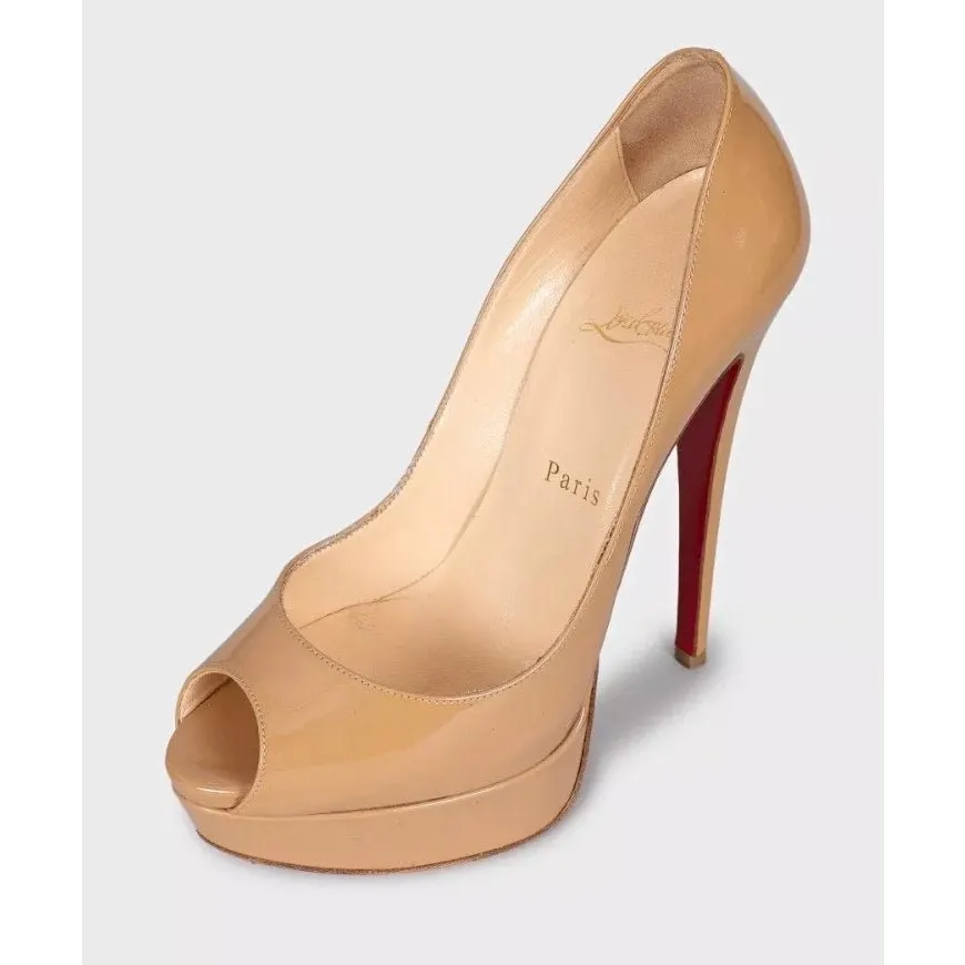Christian Louboutin Beige Leather High Platform Pumps Sz.37 pre-owned Beige Leather Good - Inside View