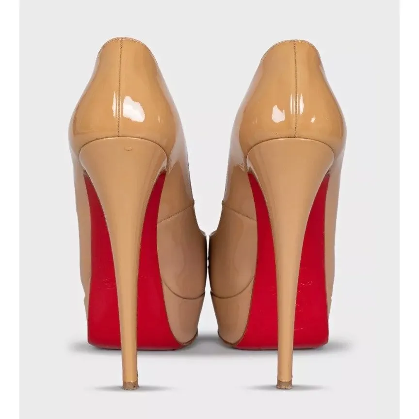 Christian Louboutin Beige Leather High Platform Pumps Sz.37 pre-owned Beige Leather Good - Model View