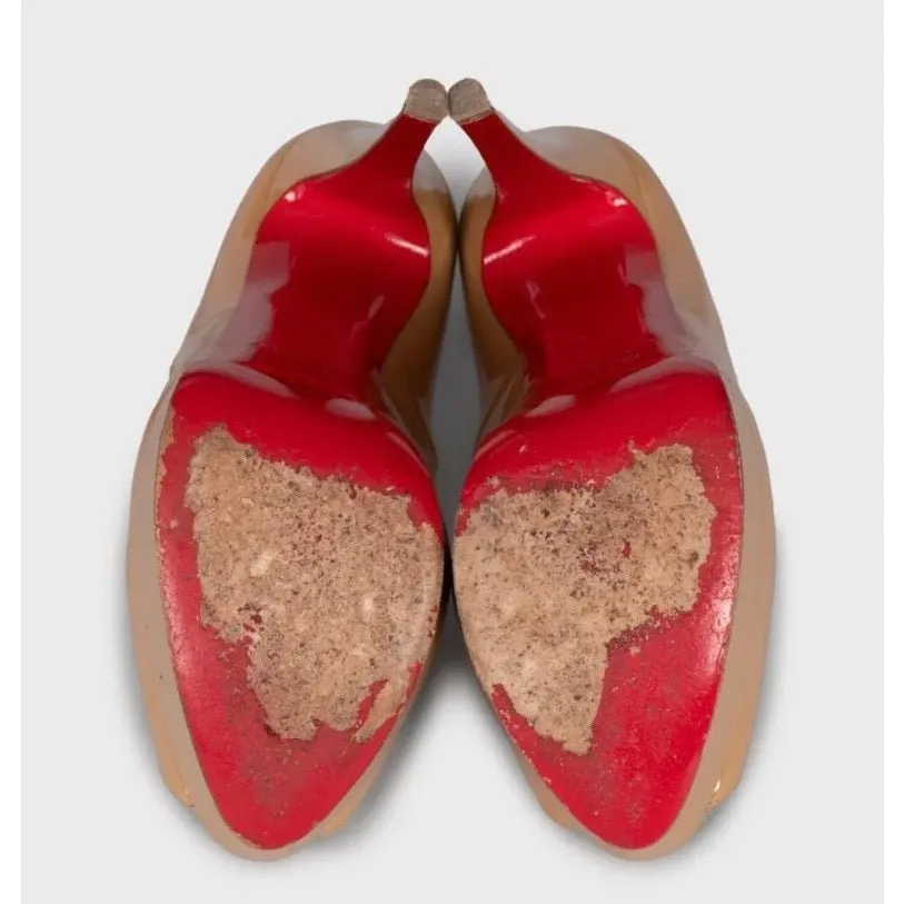 Christian Louboutin Beige Leather High Platform Pumps Sz.37 pre-owned Beige Leather Good - Box View