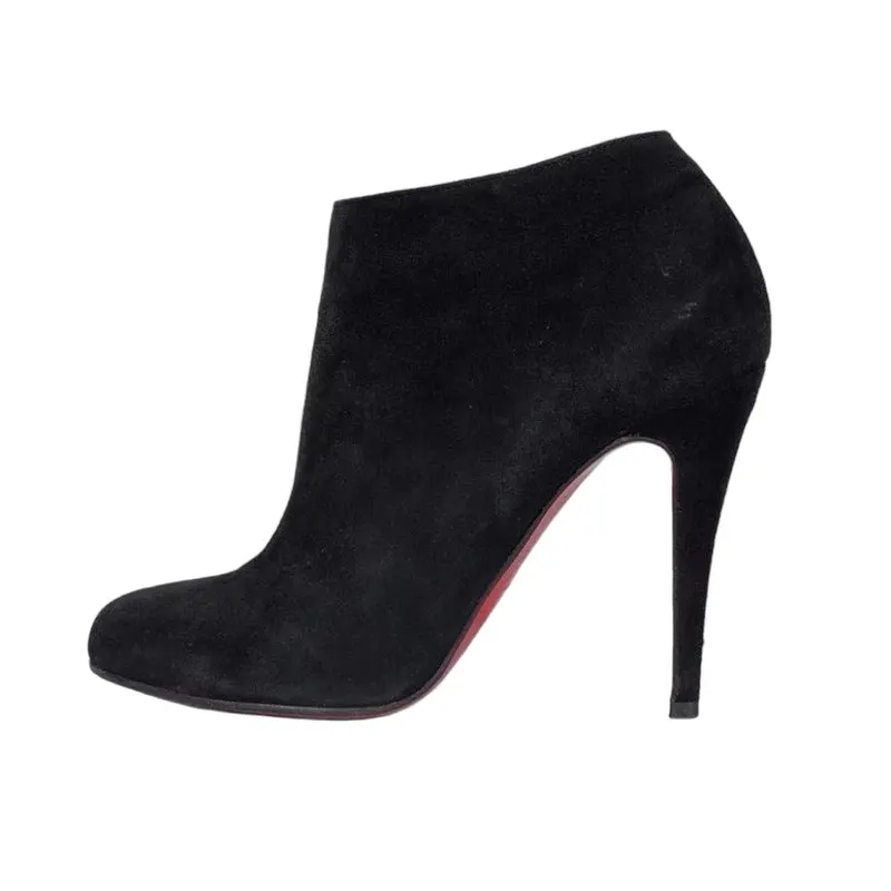 Christian Louboutin Black Suede Ankle Boots - Size 39 pre-owned Black Suede Good - Front View