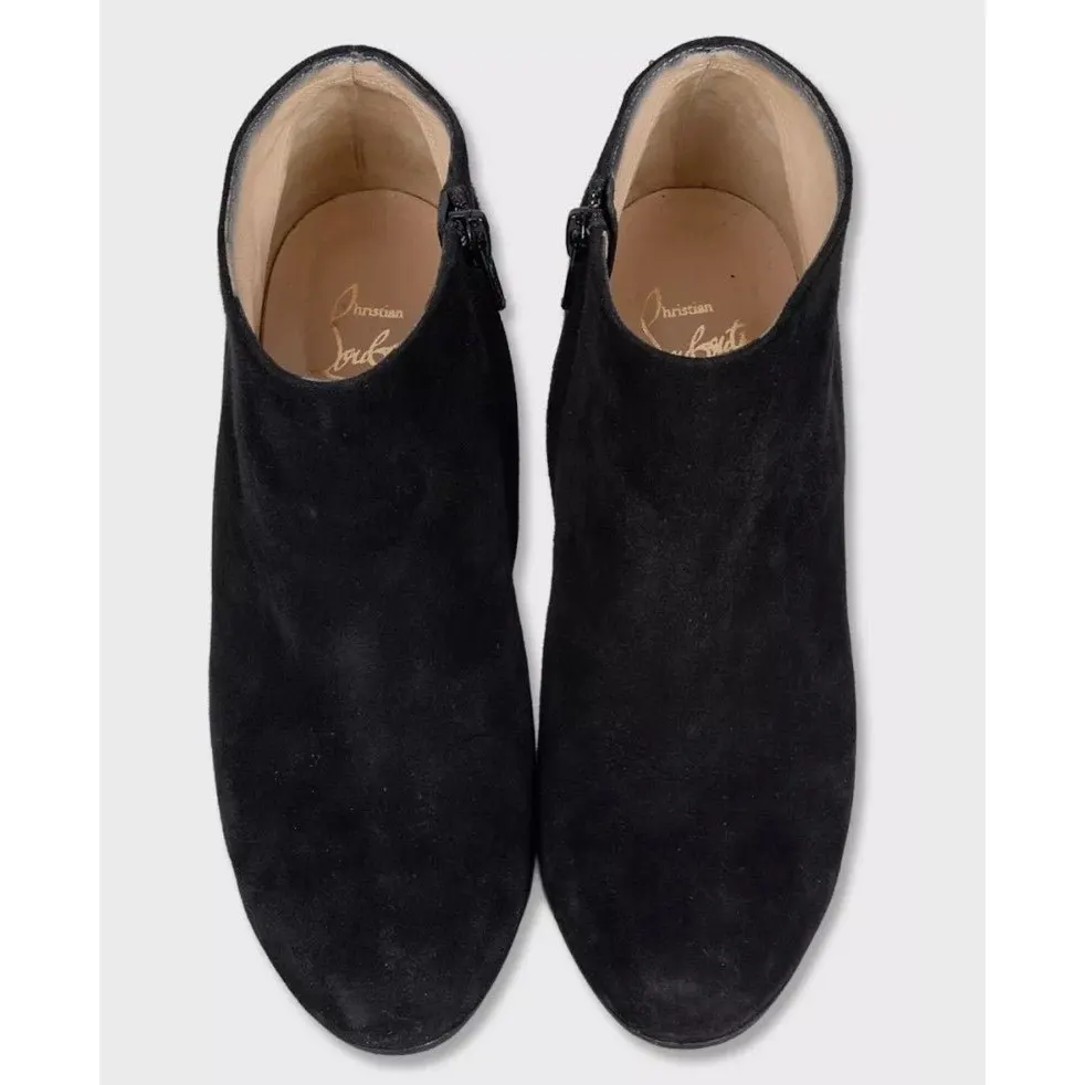 Christian Louboutin Black Suede Ankle Boots - Size 39 pre-owned Black Suede Good - Back View