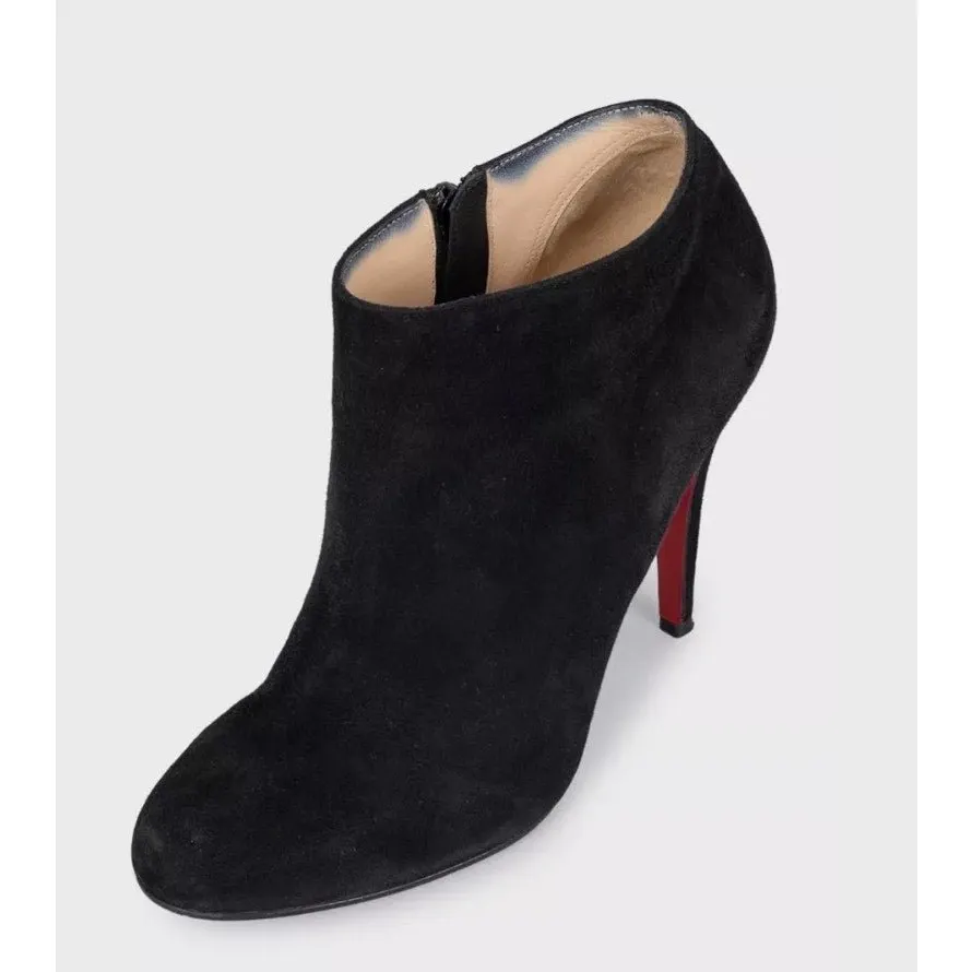 Christian Louboutin Black Suede Ankle Boots - Size 39 pre-owned Black Suede Good - Inside View