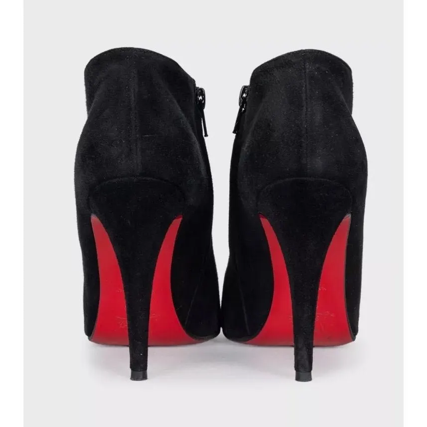 Christian Louboutin Black Suede Ankle Boots - Size 39 pre-owned Black Suede Good - Model View