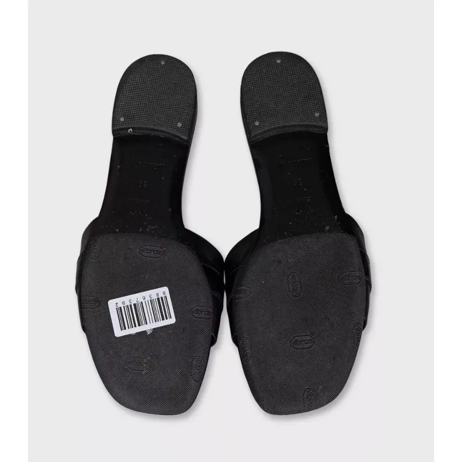 Louis Vuitton Black Leather Gold Hardware Slides Sz.39 Pre-owned Black Leather Good - Box View