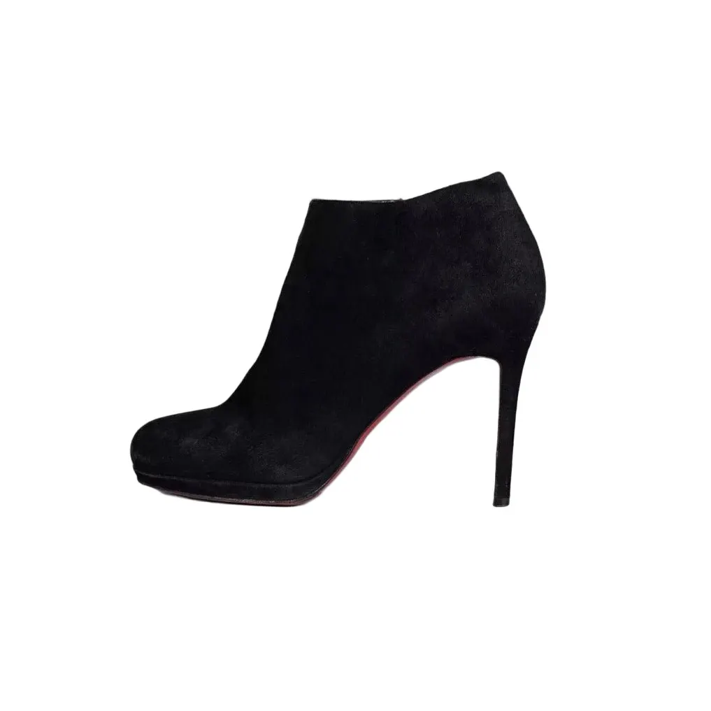 Christian Louboutin Black Suede Ankle Boots Size 38 Pre-owned Black Suede Good - Front View