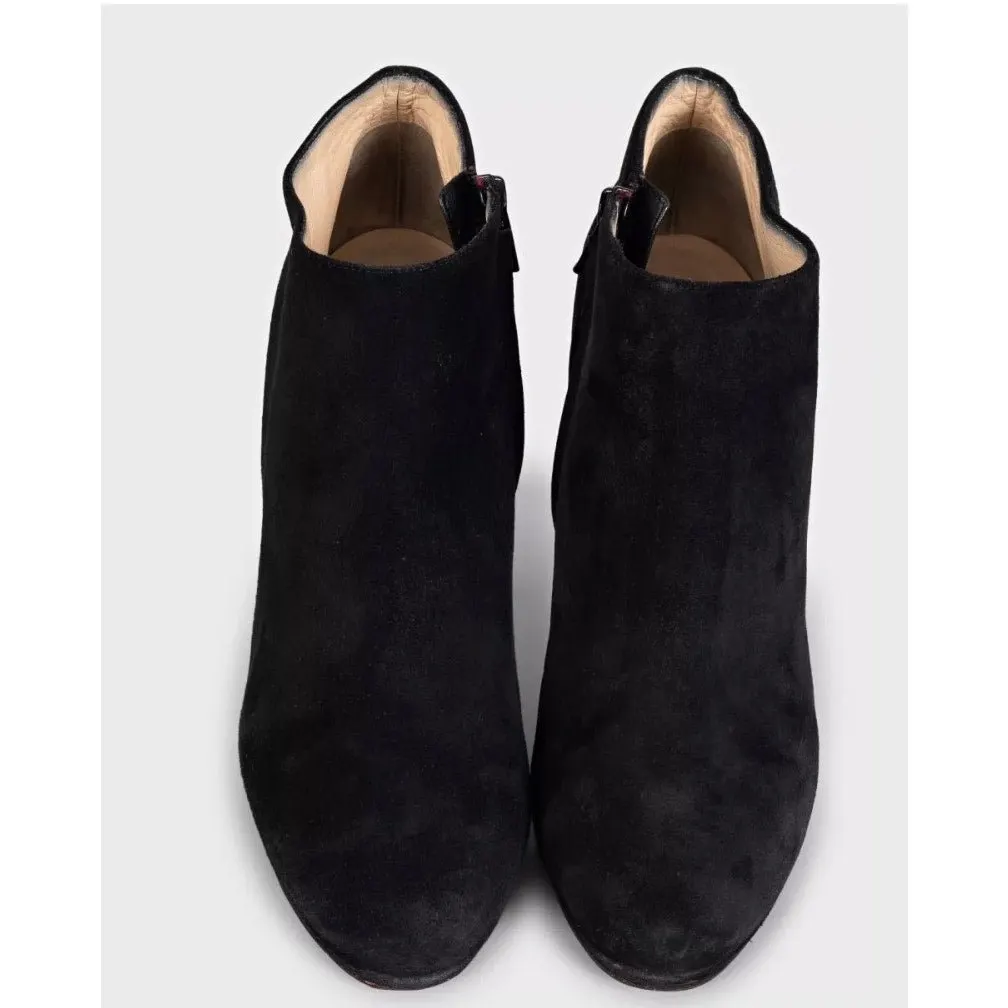 Christian Louboutin Black Suede Ankle Boots Size 38 Pre-owned Black Suede Good - Back View