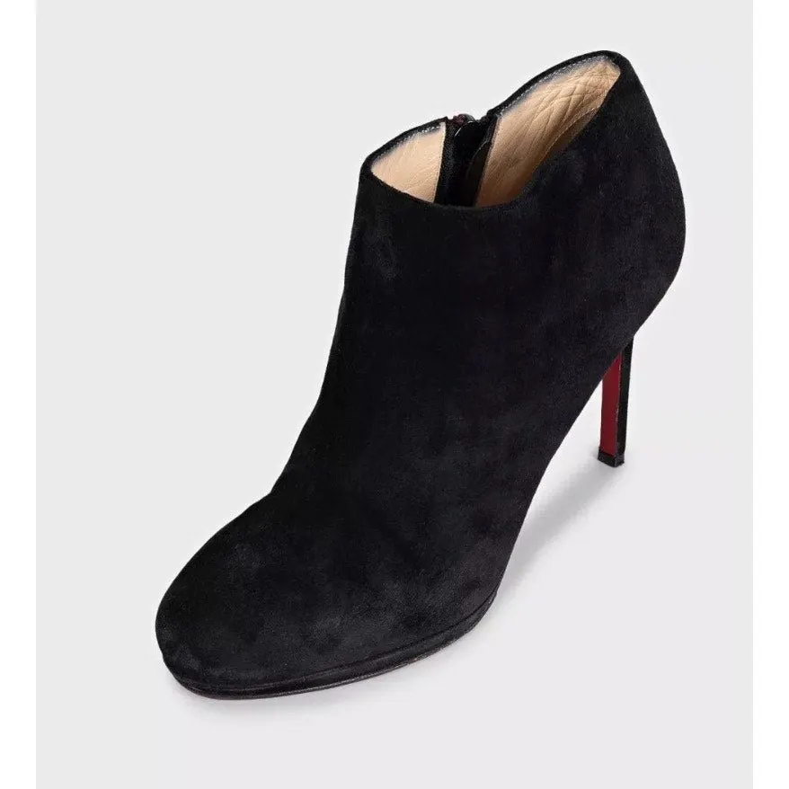 Christian Louboutin Black Suede Ankle Boots Size 38 Pre-owned Black Suede Good - Inside View